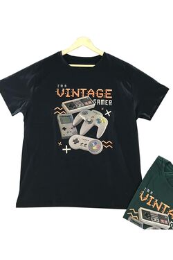 Camiseta Masculina Plus Vintage Cor Preto