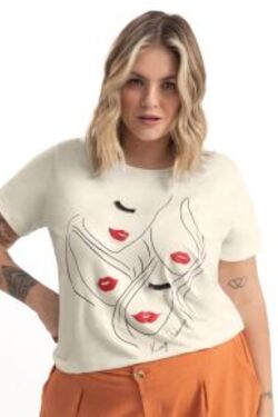 Camiseta Feminina Plus Cor Off White - 45195
