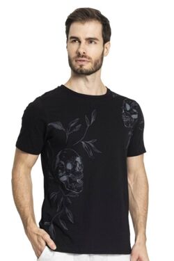 Camiseta Masculina de Algodão Cor Preto - 45408
